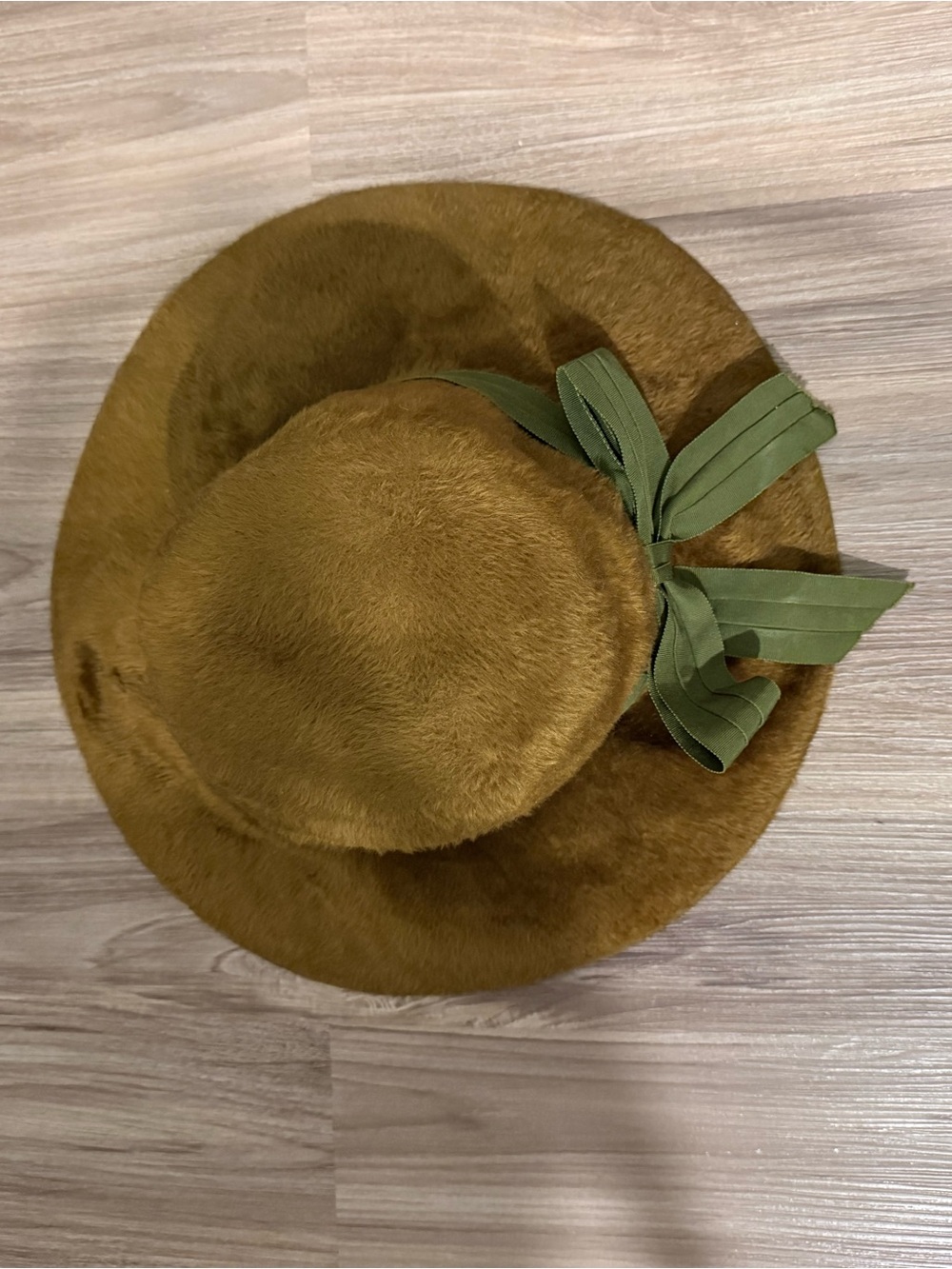 Vintage Hat with Patrice Label Fur felt hat Olive green bow Austrian made
